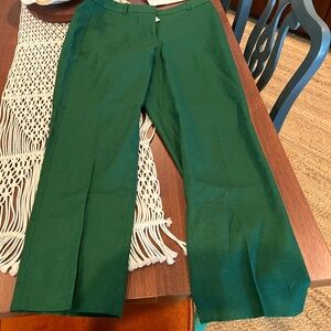 NWT J.Crew factory Green Kallie stretch linen-blend straight-leg pant size 10